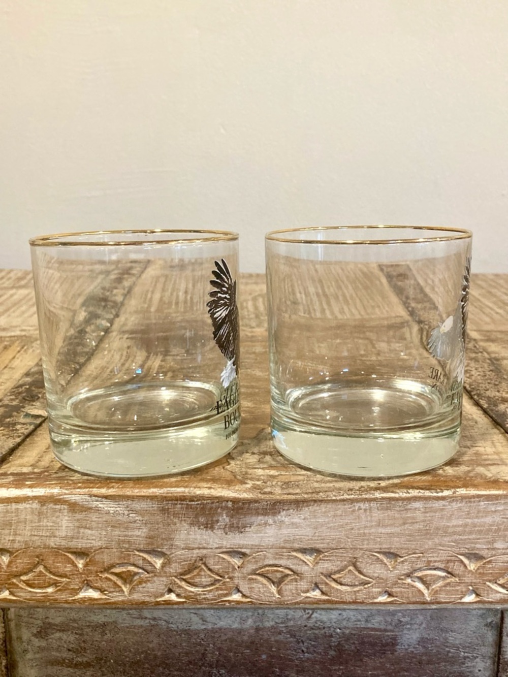 Pair of 1984 Eagle Rare Bourbon Rocks Glasses - 10 Year 101 Proof - Picture 2 of 11